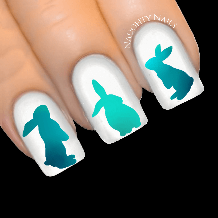 BUNNY SILHOUETTE Easter Nail Art Water Decal Transfer Sticker Tattoo