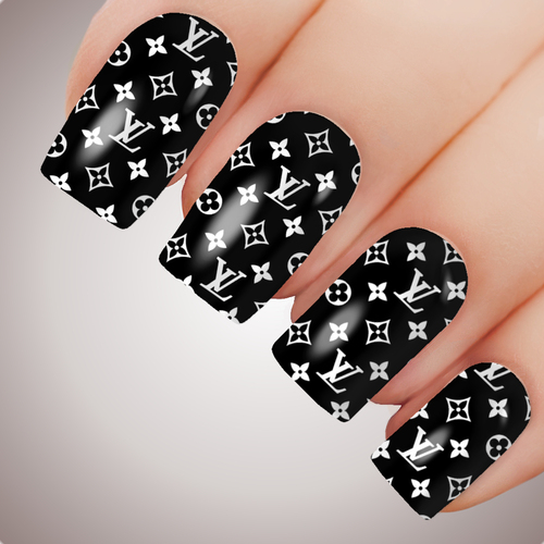 LV SILVER ROYALTY Luxe Full Cover Nail Decal Water Sticker Slider Art